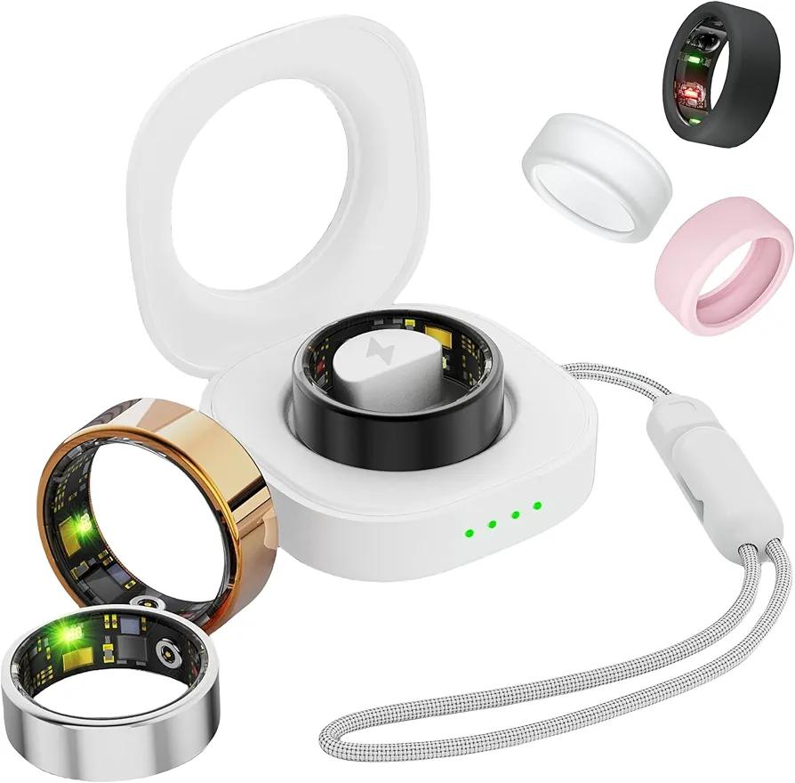 Smart Ring for Women Men, Health Fitness Tracker Ring, IP68 Waterproof Rings, Sleep Ring with Charging Case and Ring Protector, Remote Photography, Family Care, No App Fees(Rose Gold, 14#)