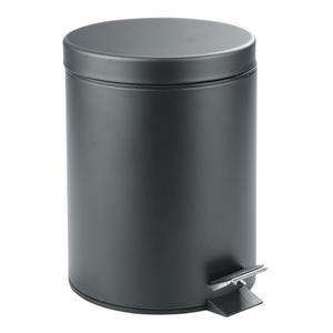 InterDesign 5-Liter Steel Step Waste Can with Bucket Insert  Matte Gray 5L
