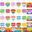 28PCS Pack Kids Valentines Day Cards with Mini Pop Fidget Keychain Valentines Day Gifts for Kids School Classroom, Valentines for Kid Class Valentines Exchange Cards