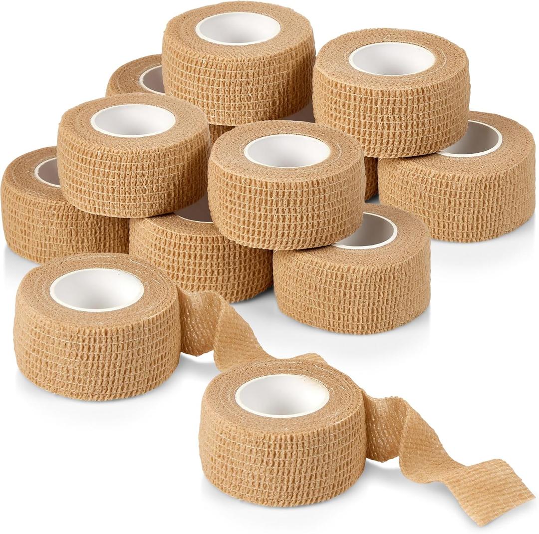 Self Adhesive Bandages - 1" x 5 Yards Per Roll - Pack of 12 Rolls, Elastic Self Adherent Cohesive Wrap First Aid Tape for Sprain Swelling and Soreness on Wrist and Ankle