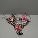 MakeMeChic Women's Halter Triangle Thong Bikini Sets High Cut Swimsuit Bathing Suit Swimwear Size L