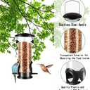 Metal Bird Feeder, Tube Bird Feeders for Outdoors Hanging, Heavy Duty Chew-Proof and Rust-Proof Tube Bird Feeder, Weatherproof & Steel Hanger, Attracting for Wild Birds (Black)