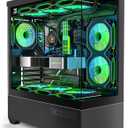 Gaming PC Case, Type-C ATX Computer Case with 6 PWM ARGB Fans Pre-Installed, Full Tower PC Case Full-View Dual Tempered Glass, Black(H2)