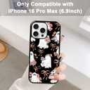 Coquette Floral Ghost Phone Case Fit for iPhone 16 Pro Max TPU Shockproof Designed Cute Bow Halloween Spooky Phone Cover Gift for Boy Girl Men Women