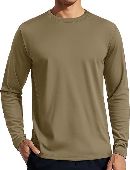 TACVASEN Men's Rash Guard Shirts Fishing Long Sleeve UV Sun Protection SPF Shirt UPF 50+ Lightweight Beach Dull Cyan, Small