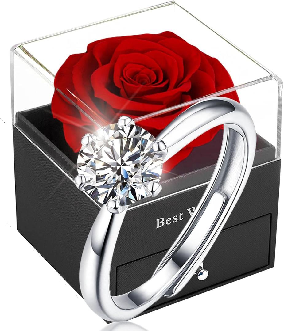 Eternal Rose Box,Forever Flower Gift Box, Preserved Rose, Infinity Real Rose Gift for Girlfriend, Women, Mom, Wife on Christmas, Valentine's Day, Mother's Day, Birthday, Anniversary, Thanksgiving