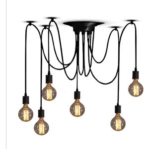 Classic Spider pendent Lamps, Adjustable DIY Ceiling Spider Light E27, Rustic Chandelier, Industrial Hanging Light Dining Hall Bedroom Hotel Decoration, 6 Arms(Each with 1.7m Wire)
