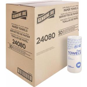 Genuine Joe-GJO24080 2-Ply Household Roll Paper Towels (Pack of 30) - WHITE, 160 Count