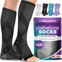 BraceAbility Compression Socks for Circulation - 20-30 mmHg Knee High Neuropathy Open Toe Stockings for Varicose Veins, Swelling, RLS, Medical Toeless Support for Men or Women - 1 Pair (M - Black)