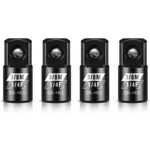 4 Piece 1/4F To 3/8M Impact Socket Adapter Set,SAE Drive Cr-Mo Steel Exceeds ANSI Standards,Square Drive Reducer for Impact Driver Wrench