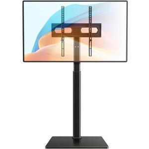 Black Mobile TV Stand for 27-65LED LCD OLED Flat Curved Screen Outdoor TVs Height Adjustable Floor TV Cart Max VESA 400x400mm,Holds Up to 88lbs
