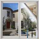 Volcanics One Way Window Privacy Film with Installation Tools, Sun Blocking Window Tinting Film for Home Heat Control Mirror Tint Film Static Cling 35.4 x 78.7 Inches, Silver