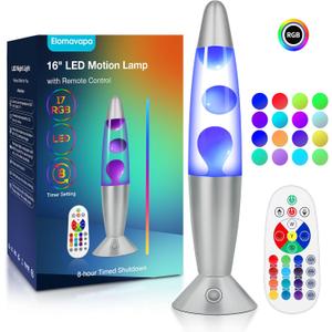 17 Colors Changing Liquid Motion Lamp with Remote: 16 Inch LED Night Light for Kids Adults - Relaxing Table lamp for Bedroom Office - Glitter Mood Lighting for Home Decor Christmas Decorations Indoor (White)