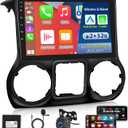 NHOPEEW Wireless Carplay Android Car Radio for Jeep Wrangler 2015-2017, 2+32G 10.1 Inch Touchscreen with Android Auto/DSP/GPS/WiFi + AHD Backup Camera and Mic