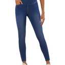 COPYLEAF Stretchy Jeans for Women Trendy Butt Lifting Leggings with Pockets Crossover Waisted Jeggings Pull on Skinny Jeans Medium Wash, Large