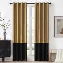 Gold Black Velvet Curtains 84 inch Color Block Blackout Luxury Modern Living Room Curtain Privacy Light Blocking Thermal Insulated Soundproof Room Darkening Energy Saving Drapes for Bedroom 2 Panels