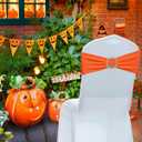 Albassa Chair Sashes Spandex Stretch Chair Bows with Buckle Slider for Wedding Party Decorations (Orange, 25PCS)
