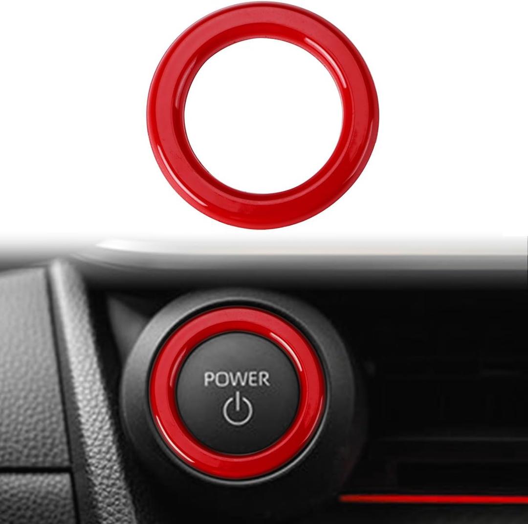 Auovo Push Start Stop Button Cover Trim Compatible with Toyota Prius Accessories 2023 2024 2025 2026 Prius Prime ABS Power Push Start Button Outer Ring 1pc (Red)