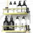 YASONIC Shower Caddy Adhesive, No Drill Bathroom Shower Organizers, with Removable Hooks, Rust Proof Shower Shelves, Wall-Mounted Shower Holder, 2 Pack Gold