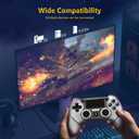 Wireless Controller Compatible with PS4/Pro/Slim, Black ps4 controller with Dual Vibration, 1000mAh Battery, 6-Axis Motion Sensor, Built-in Speaker & 3.5mm Headphone Jack, Charging Cable (White)