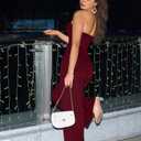 XXTAXN Women's Sexy Elegant Strapless Tube Sleeveless Cocktail Party Work One Piece Wide Leg Jumpsuit With Side Pocket Winered (Red)
