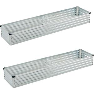8x2x1ft(2 Pack) Galvanized Raised Garden Bed, Outdoor Planter Box Metal Patio Kit Planting Bed for Vegetables Flowers Herb, Silver