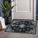 Beverly Rug Non Slip Rugs 2x3 Boho Medallion Floral Non Skid Rubber Backing Easy Silk Soft Entryway Rug for Living Room Easy to Clean Non Shedding Kitchen Bedroom Indoor Carpet (2 x 3 Black - White)