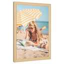 MOUDAMION Wood 24x36 Poster Frame, Rustic Natural 36x24in Woodgrain Picture Photo Frame, Modern Beige 24 x 36inch Gallery Wall Frame with HD Plexiglass, Horizontal Vertical Wall Mounting Display 1pcs