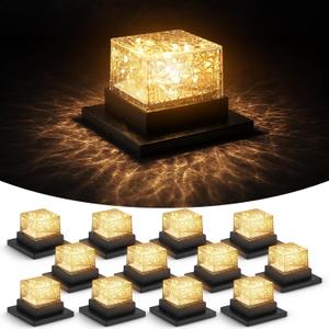VIODAIM Solar Post Cap Lights 4x4 5x5 6x6, Waterproof Firefly, 12-Pack
