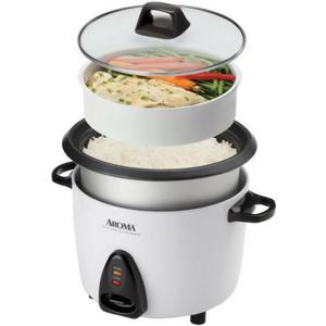 AROMA Rice Cooker, 10-Cup (Uncooked) / 20-Cup (Cooked), Steamer, Auto Keep Warm, Soup Maker, Oatmeal Cooker, Large Rice Cooker, 5 Qt, White, ARC-360-NGP