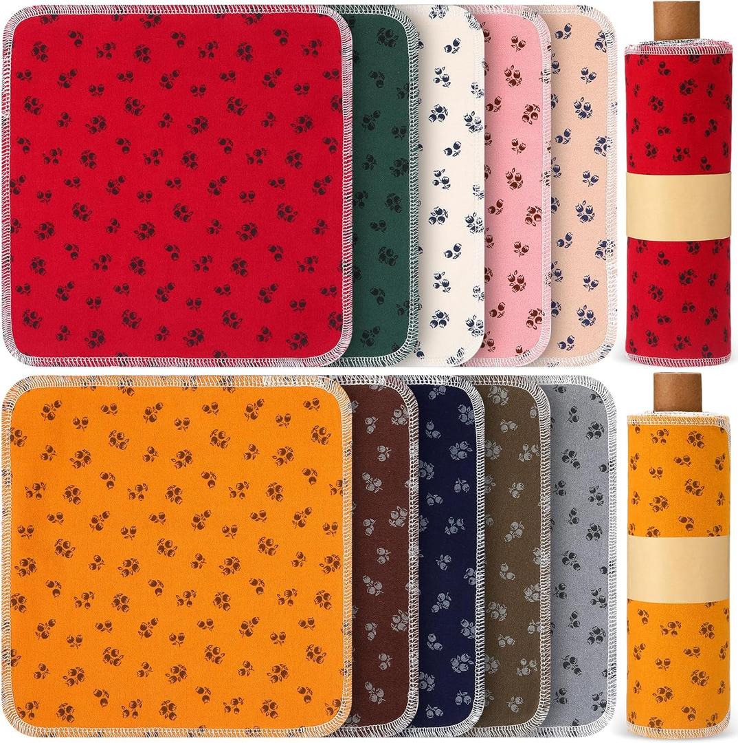 Redbaker 50 Pcs Reusable Paper Towels Paperless Reusable Cotton Cloths Toilet Absorbent Washable Paper Towels with Roll Kitchen Dishcloth for Kitchen Paperless Dishcloths(Rose)