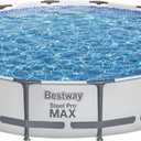 Bestway Steel Pro MAX 14' x 33" Round Above Ground Pool Set | Includes 530gal Filter Pump (Gray)