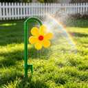 Crazy Daisy Sprinkler, 360 Rotating Dancing Sunflower Water Sprinkler for Lawn & Yard Garden Irrigation, Funny Automatic Swing Flower Sprinkler for Outdoor Plants Watering, Dogs Playing (Red)