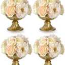 Suwimut 4 Pieces Mini Metal Urn Planter Gold Flower Vase for Centerpieces Wedding Party Decoration, 4.72 Inch Tall Trumpet Vase Flower Holder for Birthday Anniversary Ceremony