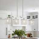 WUZUPS Crystal Chandelier 4-Light Linear Raindrop Pendant Ceiling Light Modern Lighting Fixture for Bedroom Dinning Room Bar Kitchen Island, H8.7'' W4.7'' L30.5, E12 Base, Nickel (Nickel Pendant Light)