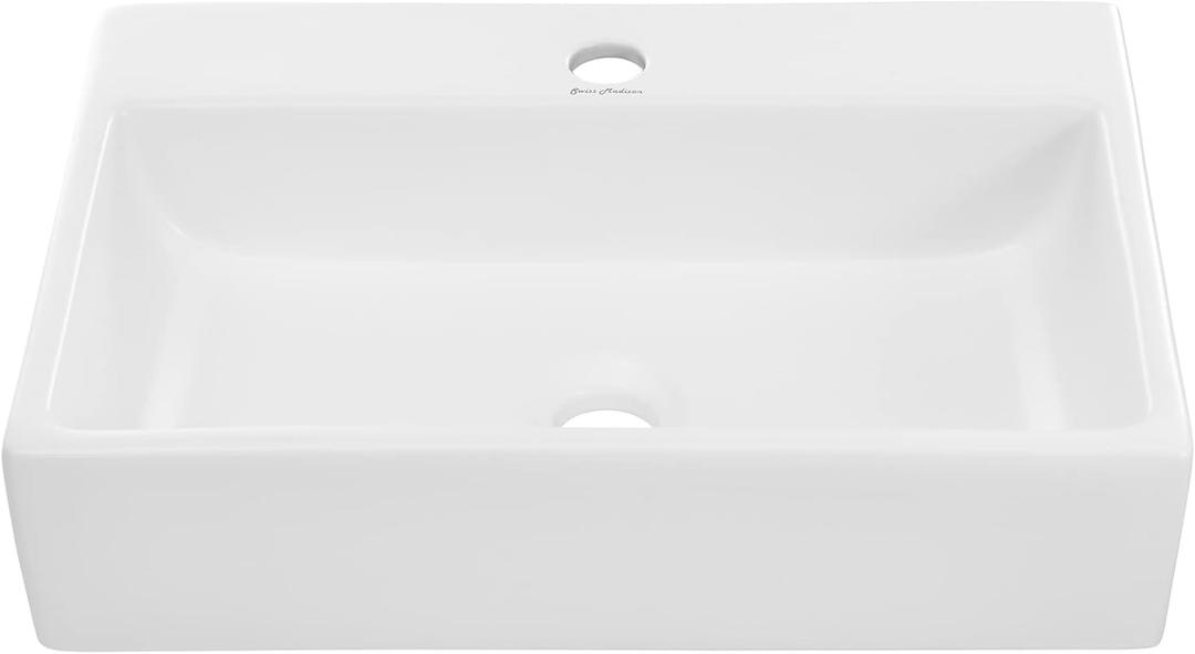 Claire 20 Rectangle Ceramic Vessel Sink, Matte White