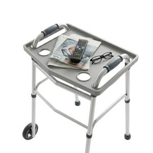 Walker Tray Table with 2 Cup Holders - Universal Trays for Standard Folding Walkers - Home Mobility Accessories by Bluestone (Gray)