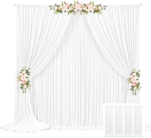 20ft x 10ft White Backdrop Curtains for Parties – Wrinkle-Free Polyester Drapes, 4 Panels 5ft x 10ft White Photo Backdrops for Weddings, Birthday Parties, Studio Photography