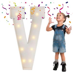 3FT Marquee Light Up Letters, Large Marquee Letters, Mosaic Balloon Frame Big Letter For Engagement Wedding Decorations XV Birthday Party Backdrop Decor, Balloon Arch Kit Letter V