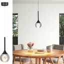 Modern Crystal Moon Pendant Light, Black Dimmable Natural White (3000K) LED Hanging Light Fixture for Kitchen Island, Dining Room, Bar, Bedroom (Matte Black, 1 Pack)