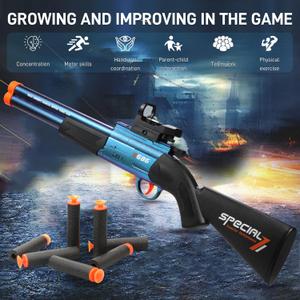 Bugrtey Toy Gun Double Barrel Shotgun Toy, Gun Toys with 60 Soft Bullet Darts, Toy Foam Blaster Foam Dart Blaster with Scope Christmas Halloween Birthday Gifts