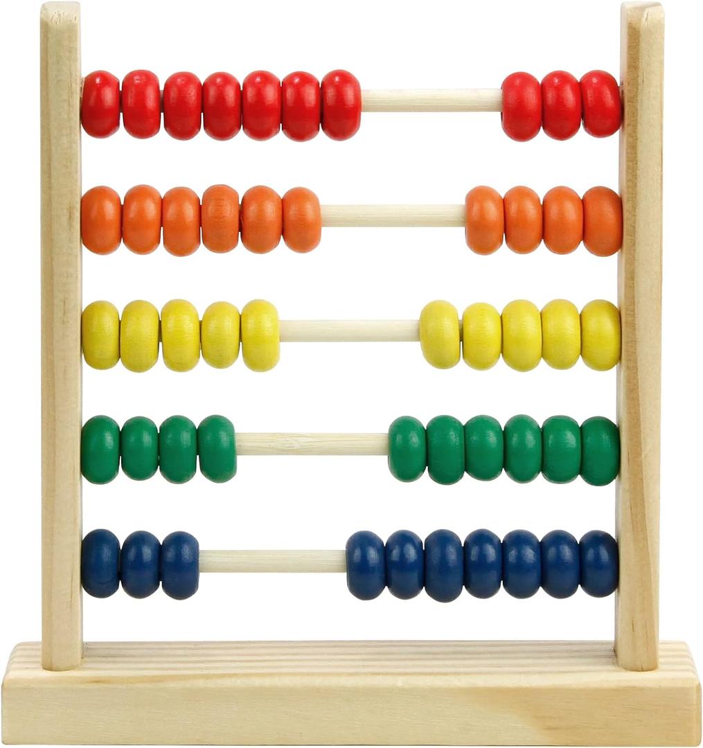 Sealive Wooden Abacus for Kids Math - 50 Beads Counting Toy, Multi-Color Counters for Kids 3-5, Counting Toys for Preschool Learning & Development, Develops Coordination, Motor Skills