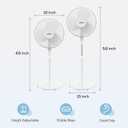 shinic 16-Inch Oscillating Pedestal Fan with Remote Control, 3-Speed Quiet Operation, Adjustable Height & Tilt, 7.5-Hour Auto-Off Timer, Powerful Cooling for Home, Bedroom, Office, White