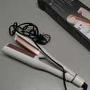 Tiwiche S-Shaped Curling Iron for Beach Waves, 1.5-Inch Barrel with Tourmaline Ceramic & Dual Voltage for Wet & Dry Hair, 30s Fast Heat, 4 Temp Settings (320-410F), Auto Shut-Off (White)