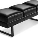 Zoy Living Waiting Room Chairs Faux Leather Office Guest Chair, 59.6 Inches Conference Room Chairs 3 Seats Upholstered Reception Bench, Lobby Furniture for Salon and Shop, Black