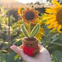 Emotional Support Crochet Sunflower, 2 Pcs Crocheted Plush Plant Flowers, Handmade Knitted Flowers Doll, Positive Sunflowers Plant Decor with Positive Card, Encouraging Cheer Up Flower Gifts for Women (Loving Heart)