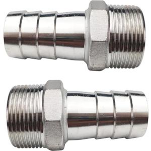 1-1/4"(32mm) Hose Barb to 1-1/4" NPT Male Threaded- Stainless Steel Hose Fitting Connector Adapter Pipe Fitting Pack of 2