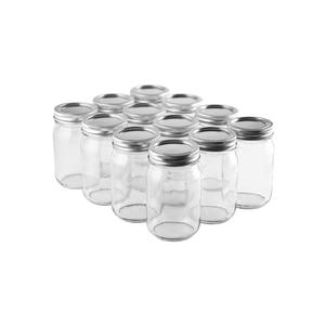 FastRack Regular Mouth Glass Mason Jars 16 oz - Pack of 12, Jars with Airtight Lids, Large Glass Jars for Food Storage with Lids| Ideal for Canning, Fermentation, Pickling, Kombucha Brewing