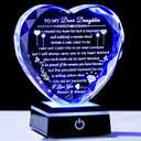 YWHL Gifts for Daughter with Colorful LED Base Best Daughter Birthday Gifts from Mom Dad Heart Crystal to My Daughter Gift on Christmas Valentines Mothers Day