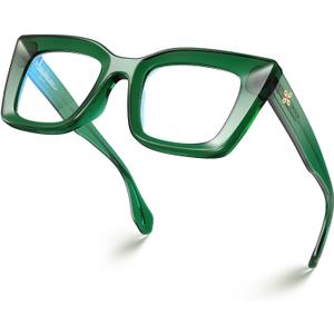VISOONE Spring Hinge Cat Eye TR90 Blue Light Blocking Glasses with Anti Computer Glare for Women CALIDA (Basil Green)